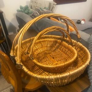 Handcrafted Wicker Basket Set - Brown